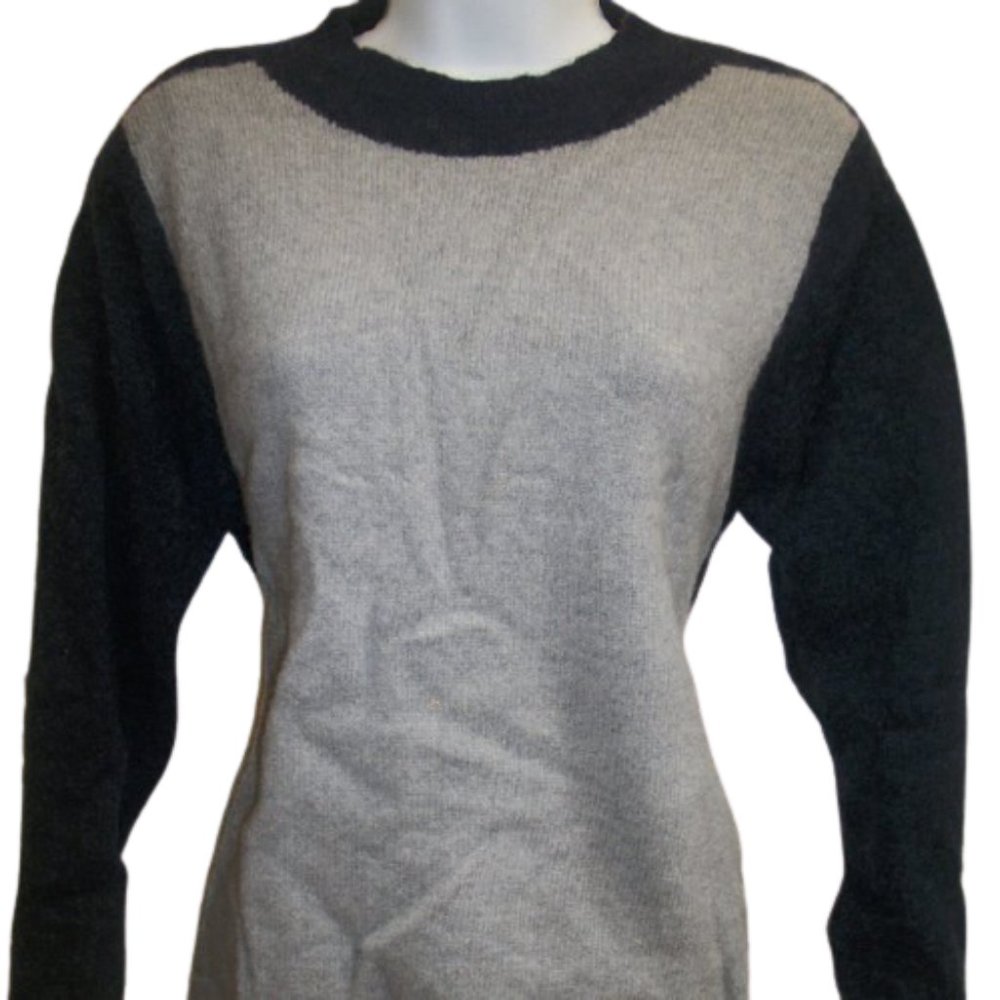 ---  Gray and Blue Lambswool Sweater Fits XS